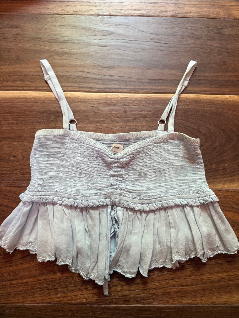 Wilfred Pale Blue Ruffled Smocked Tank Top